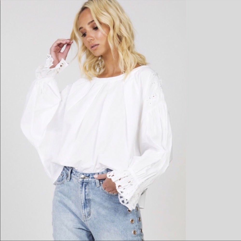 Free People Crochet Dolman Long Sleeve Top